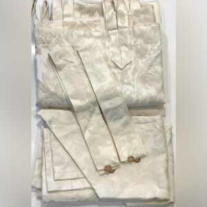 Set of 2 Damask Semi-blackout Curtain Panels + 2 Valances + 2 Draw Bands